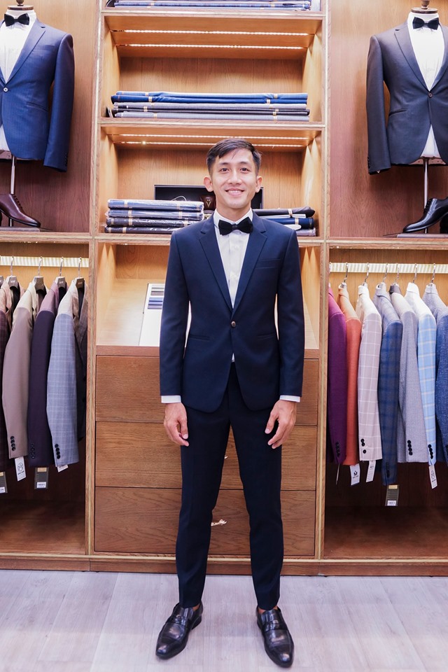 Bộ Tuxedo Xanh 50% Wool Thời Trang