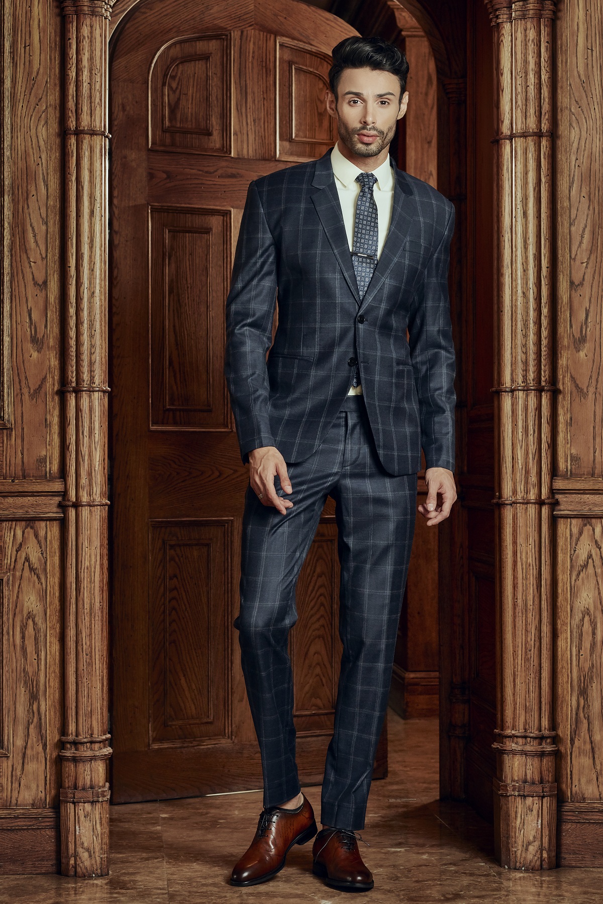 Bộ Suit Nam Caro Xanh Italia