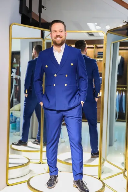 Bộ Suit 6 Nút Trẻ Trung Xanh Navy