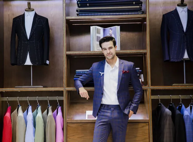 Bộ Suit Nam Màu Xanh Caro
