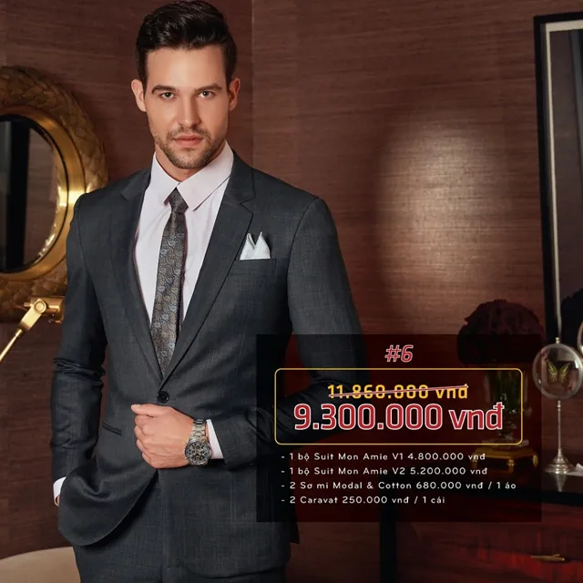 Combo 6:  2 Bộ Suit Tuxedo 50% Wool