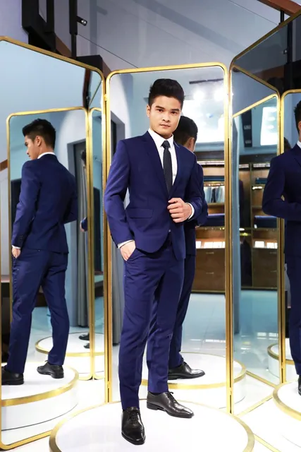 Bộ Vest Nam Màu Xamh Ánh Tím