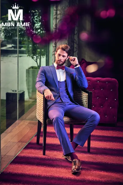 Bộ suit nam cao cấp tím D605-1 - Chưa bao gồm ghile