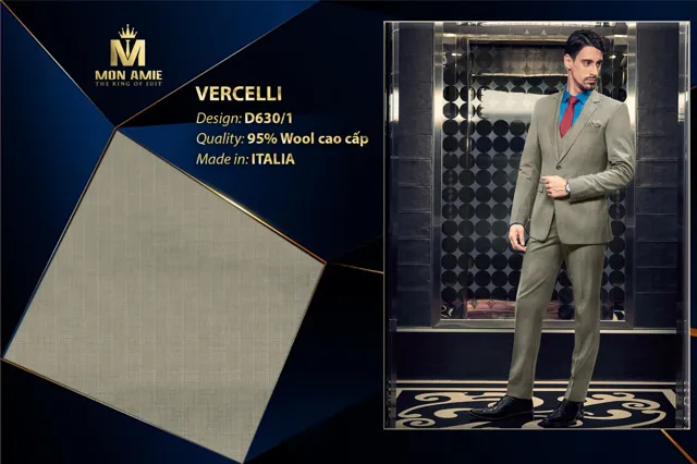 Bộ Comple Nam Màu Kem Sọc Italia Super 160s D630-1