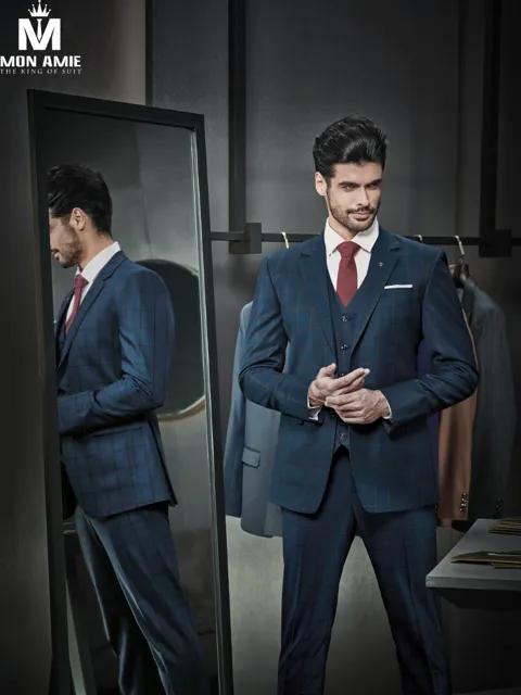 Bộ suit nam cao cấp xanh D662-1 - Chưa bao gồm ghile