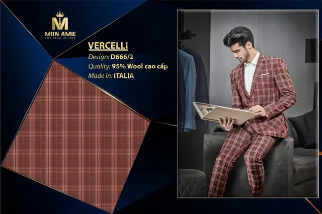 Bộ Vest Caro Đỏ Italia Super 160s D666-2