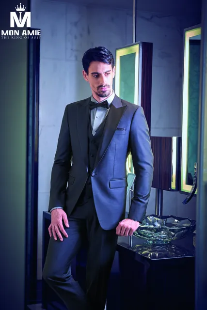 Bộ suit nam cao cấp xám đen E418-1 - Chưa bao gồm ghile