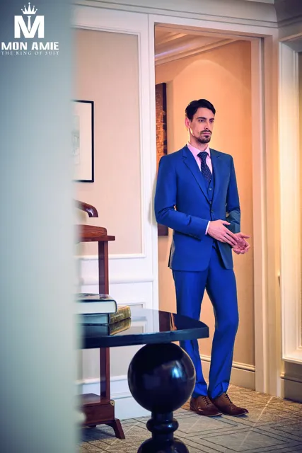 Bộ suit nam cao cấp xanh navy E421-1 - Chưa bao gồm ghile