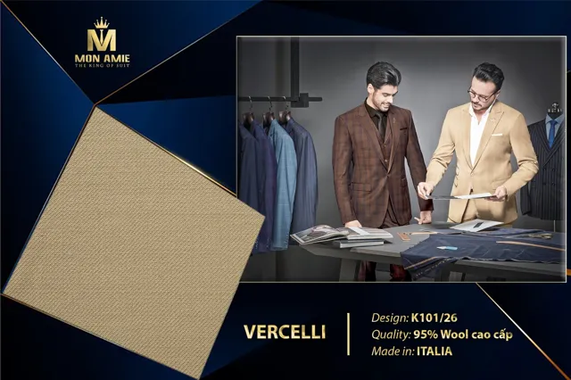 Bộ Vest Nam Màu Kem Sáng Italia Super 160s K101-26
