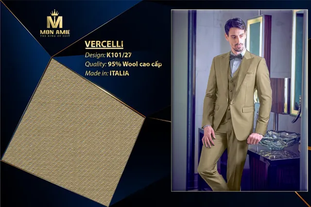 Bộ Comple Nam Màu Kem Đậm Italia Super 160s K101-27