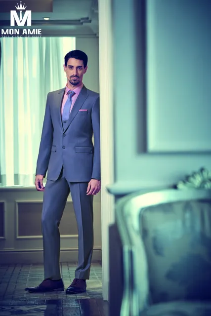 Bộ suit nam cao cấp xám sáng K102-4 - Chưa bao gồm ghile