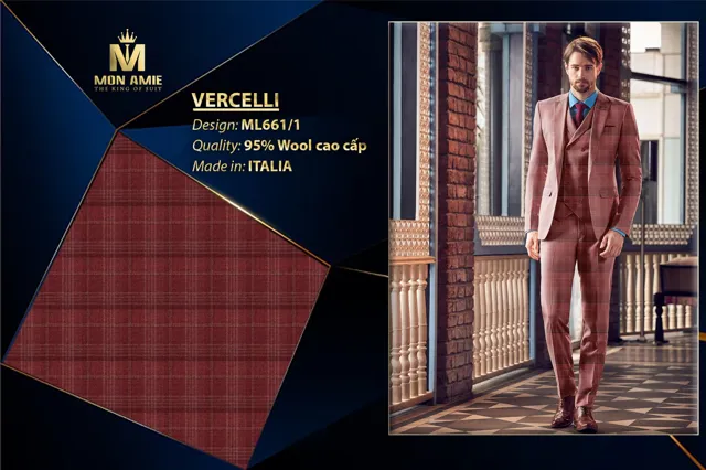 Bộ Comple Nam Đỏ Caro Italia Super 160s ML661-1