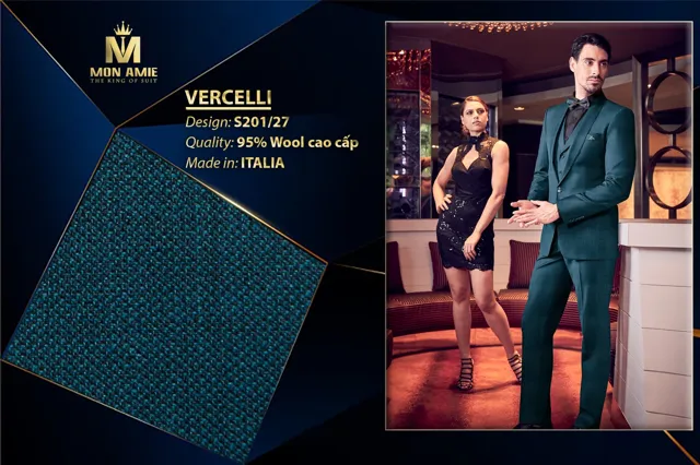 Bộ Comple Nam Xanh Cổ Vịt Italia Super 160s S201-27