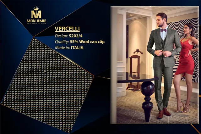 Bộ Comple Nam Màu Xám Họa Tiết Italia Super 160s S203-4