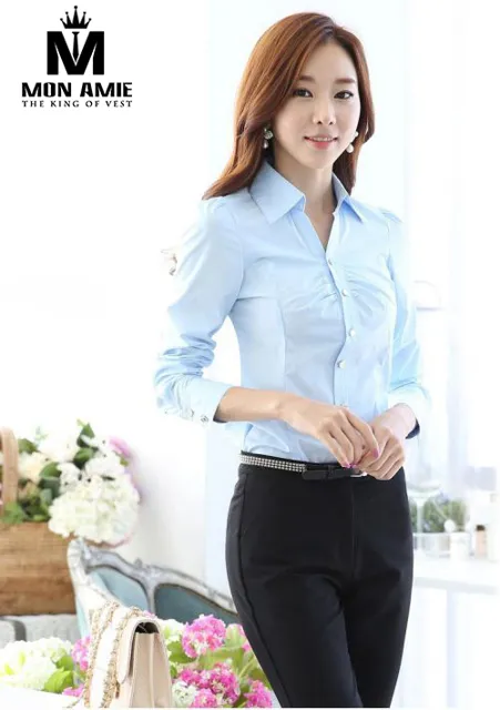Áo Đồng Phục Sơ mi nữ cao cấp xanh biển SMN13