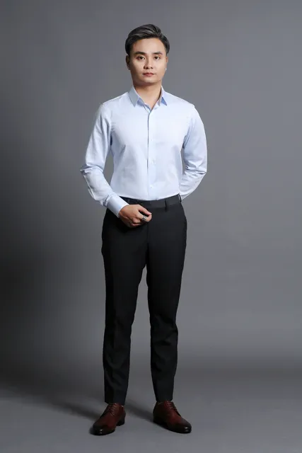 Áo sơ mi nam công sở trắng kẻ ô nhỏ