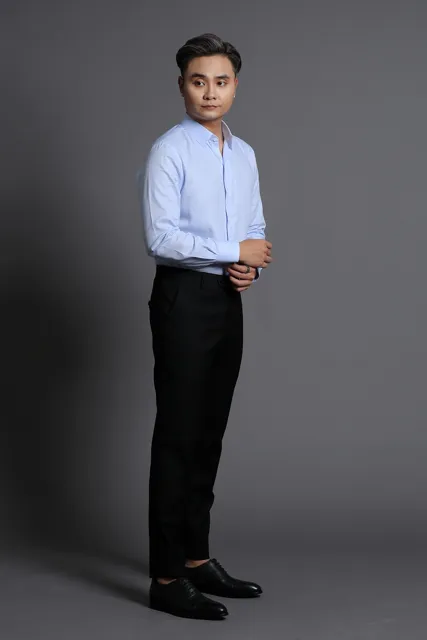 Áo sơ mi nam công sở xanh trơn