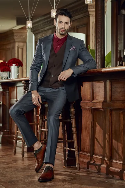 Bộ Suit Nam Italia Sọc Navy Super 160s - Chưa bao gồm ghile