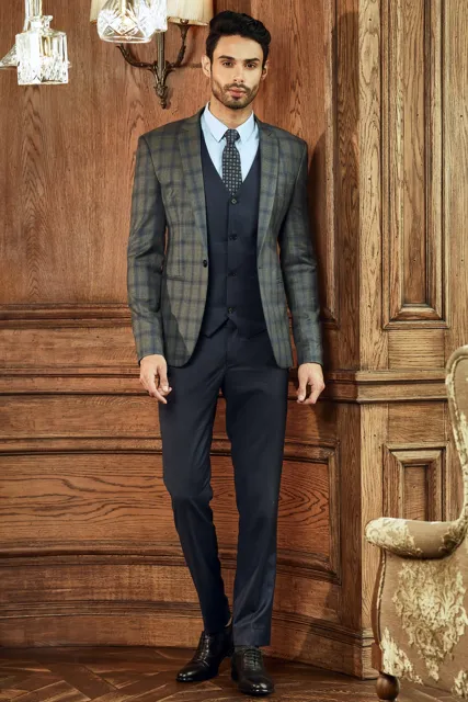Bộ Suit Nam Caro Xám Italia 160s - Chưa bao gồm ghile