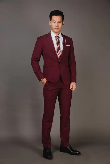 Bộ Vest Cưới Nam Màu Đỏ Đô