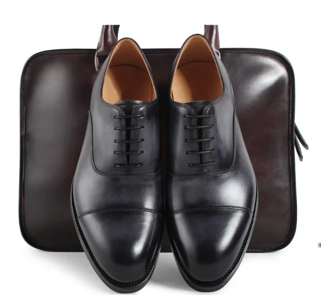Giày Tây Nam Cao Cấp Italia Màu Đen Tuyền NJ03001 Tuxedo