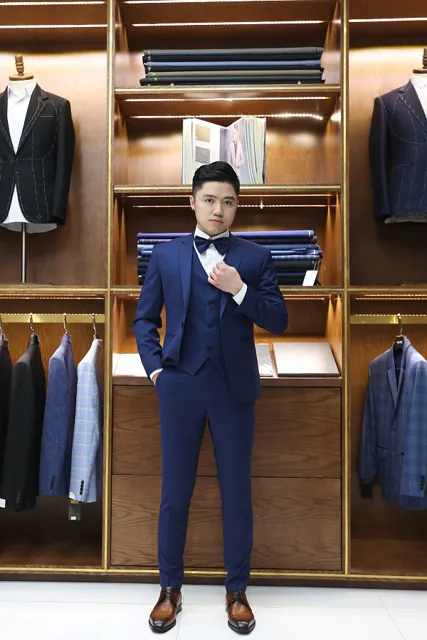 Bộ Vest Nam Màu Xanh Navy Đậm - Chưa bao gồm ghile