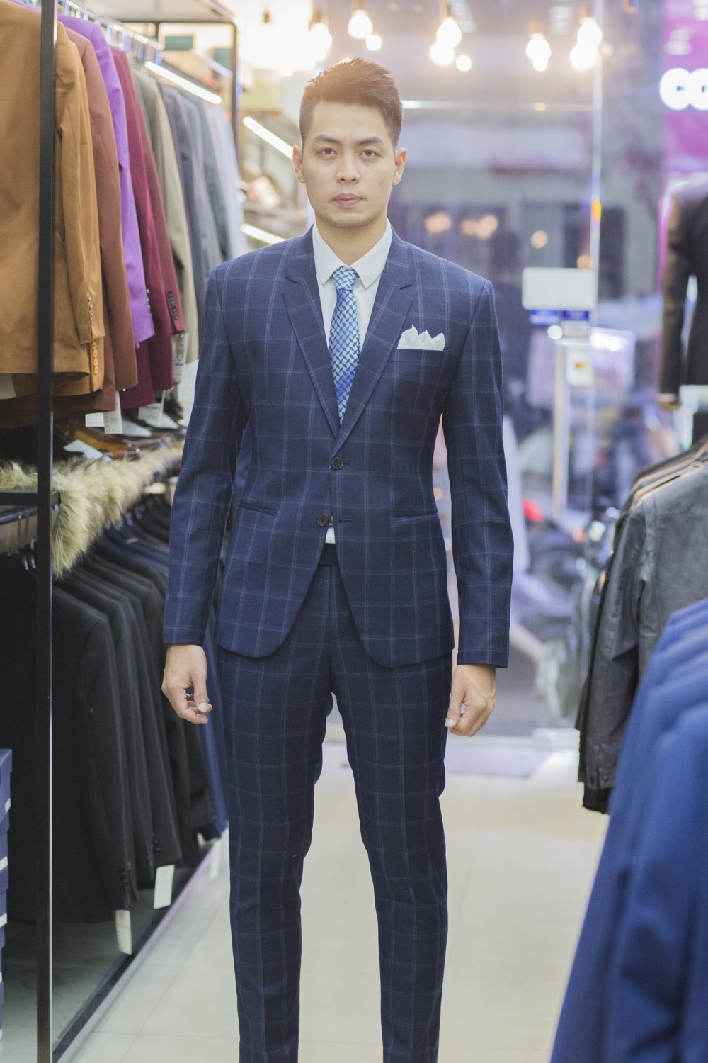 Bộ Suit Caro Xanh Cho Chú Rễ — ảnh 1