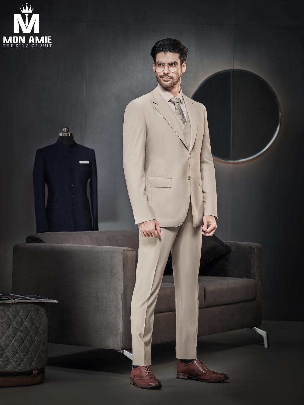 Bộ suit nam cao cấp kem JP910 - Chưa bao gồm ghile — ảnh 1